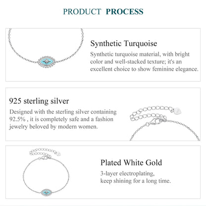 Sterling Silver Evil Eye Bracelet Adjustable Chain