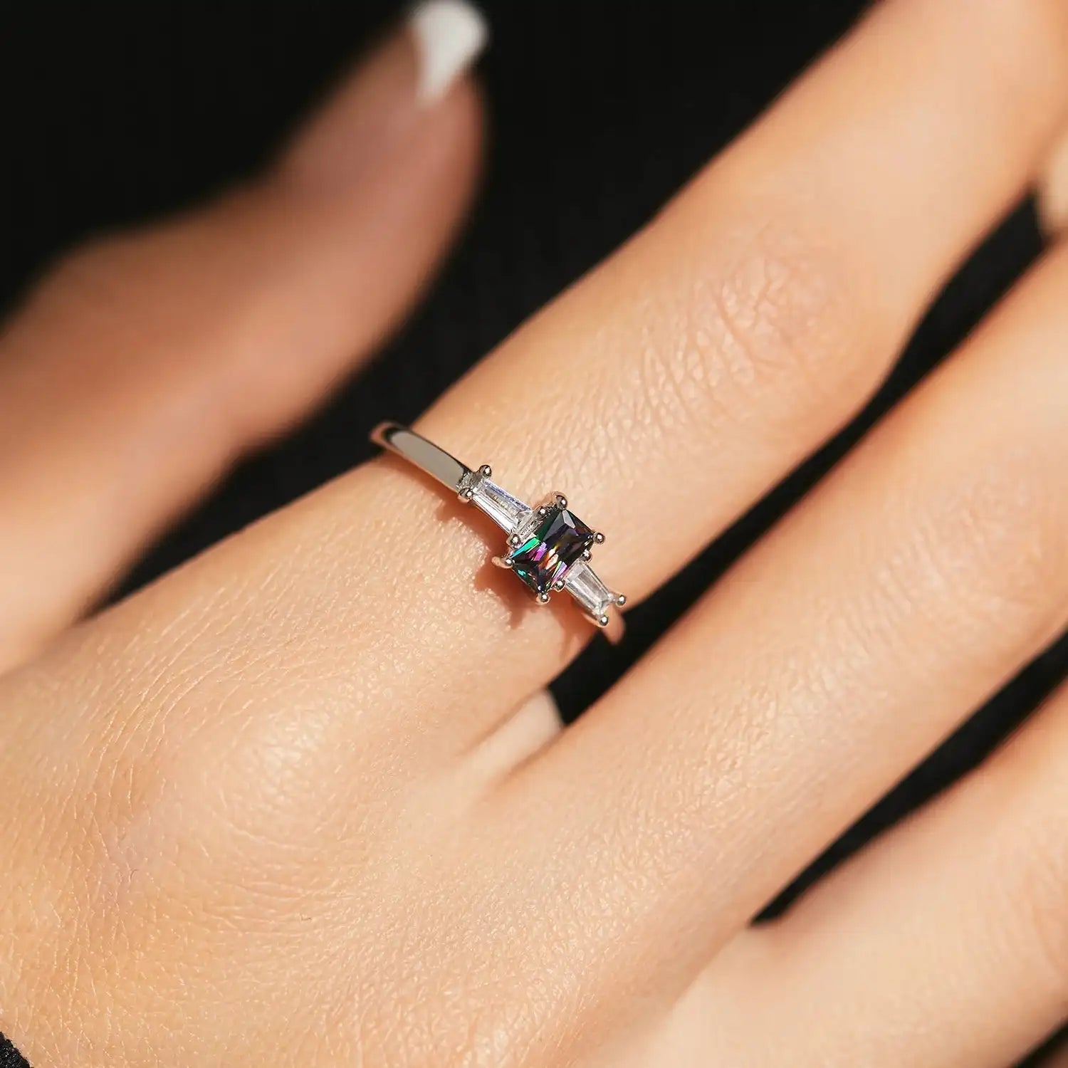 MODIAN 925 Sterling Silver Colorful Rectangle Zircon Classic Wedding Ring For Women Engagement Fine Jewelry Mirror Quenn