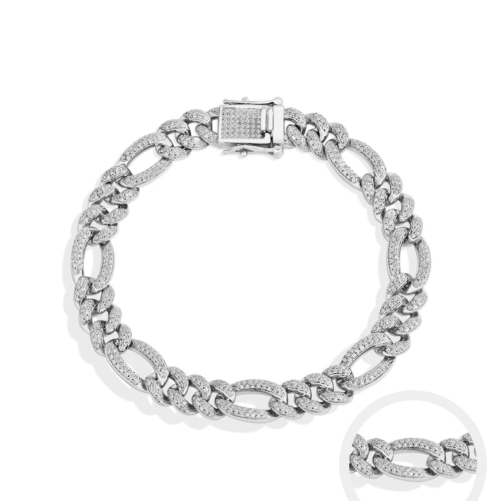 Iced out moissanite cuban link bracelet in 18k gold plated silver on wris