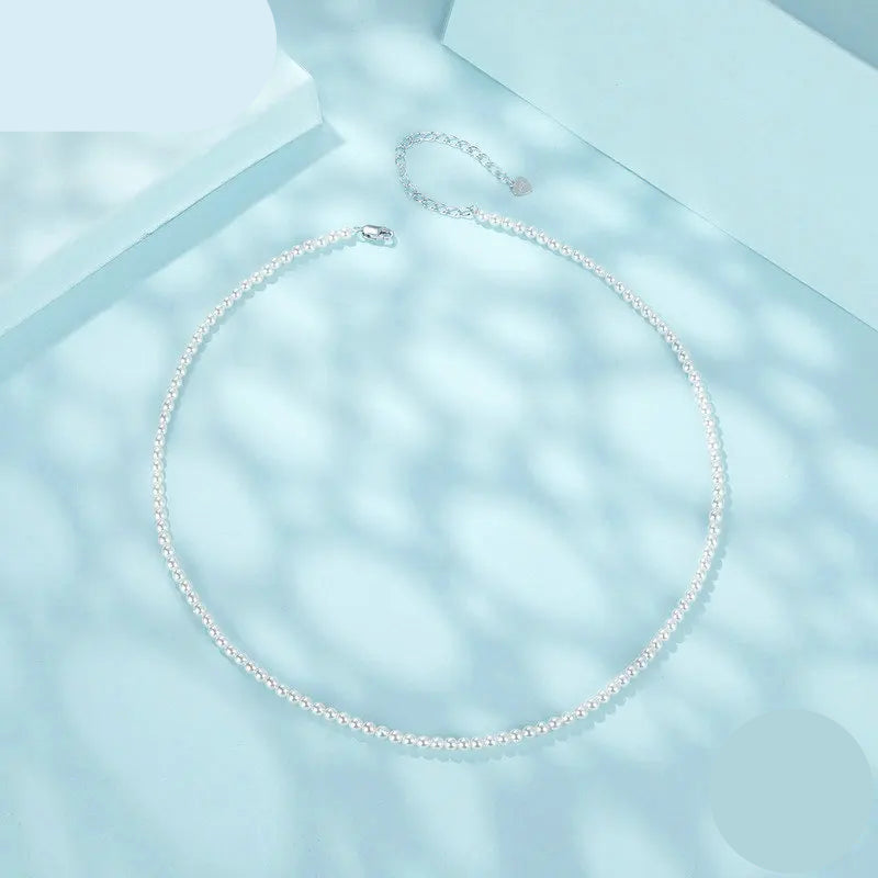 mirrorquenn Pearl Necklace for Women Shell Pearl Beaded Necklace, 925 Sterling Silver Australian South Sea Pearl Necklace Jewelry