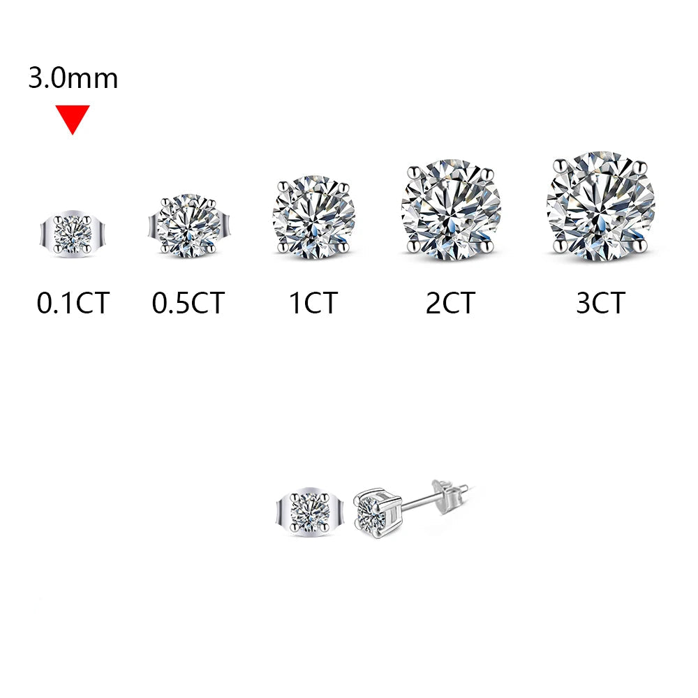 ATTAGEMS 2 Carat 8.0mm D Color Moissanite Stud Earrings For Women Top Quality 100% 925 Sterling Silver Sparkling Wedding Jewelry Mirror Quenn