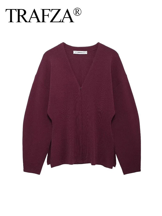 Burgundy Knit Cardigan