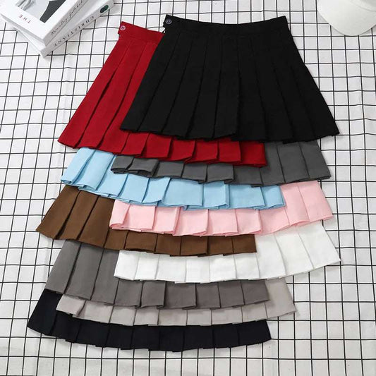 Women's High Waist A-Line Skirt – Vintage Korean Harajuku Pleated Mini Skirt, Red School Style Summer Clothes for Women