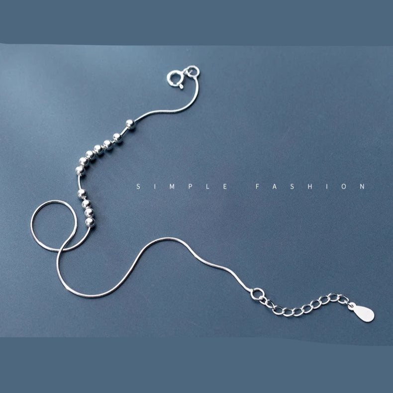Modian Real 925 Sterling Silver Simple Little Balls Bracelet For Women Fashion Link Chain Bracelet Anklet Fine Jewelry Bijoux Mirror Quenn