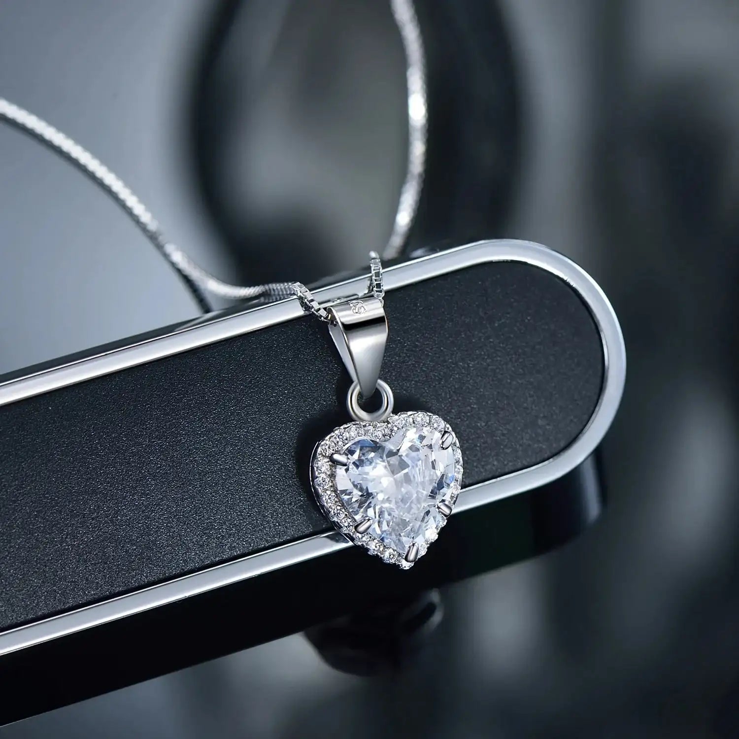 Heart Zircon Bridal Ring & Necklace Set Mirror Quenn