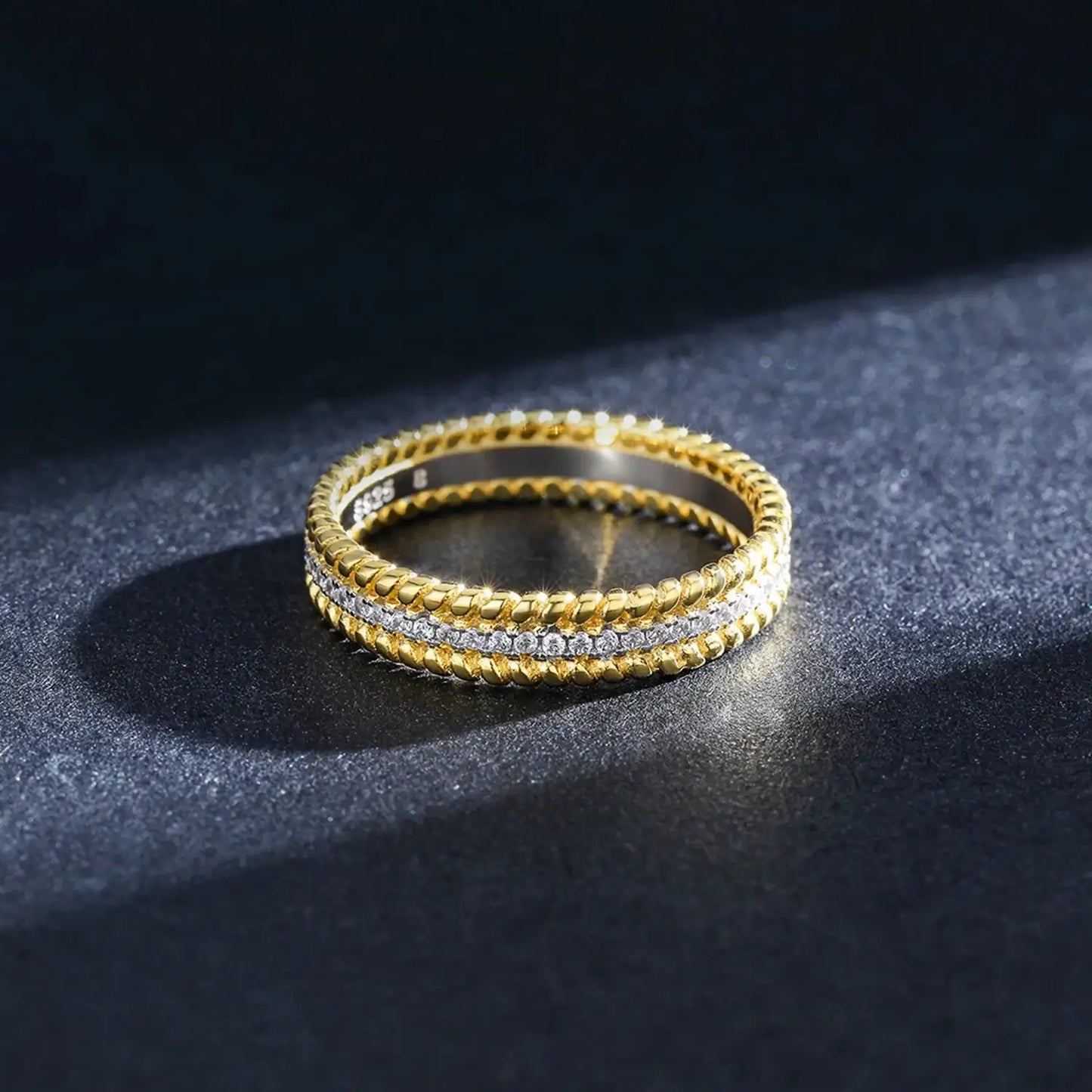 MODIAN Fashion 925 sterling silver Rings Shining AAAAA Cubic Zirconia Eternity Bands Rings For Women Gold Color Fine Jewelry Mirror Quenn