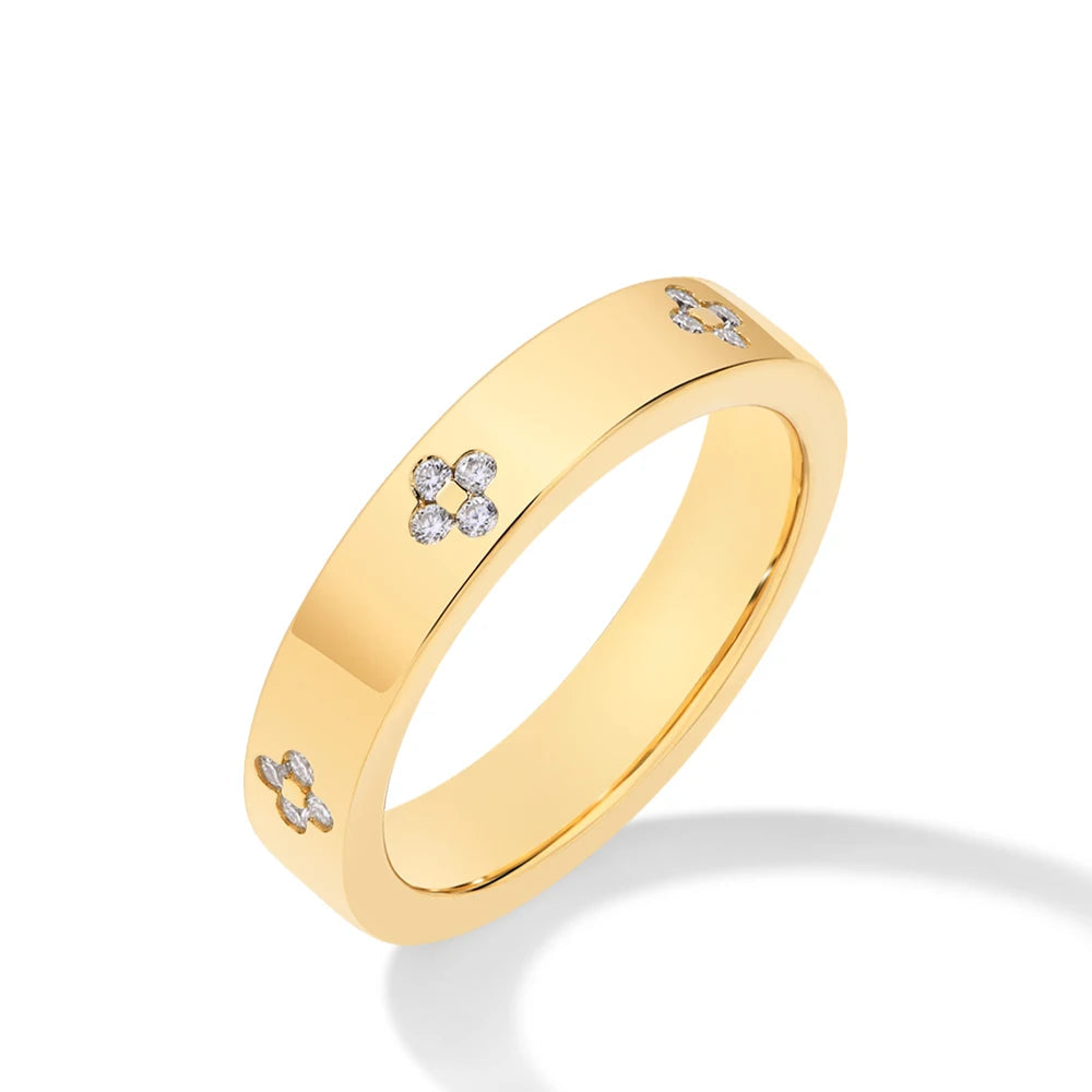 D Color Moissanite Flower Wedding Band Ring - Mirror Quenn - shop now worldwide shipping
