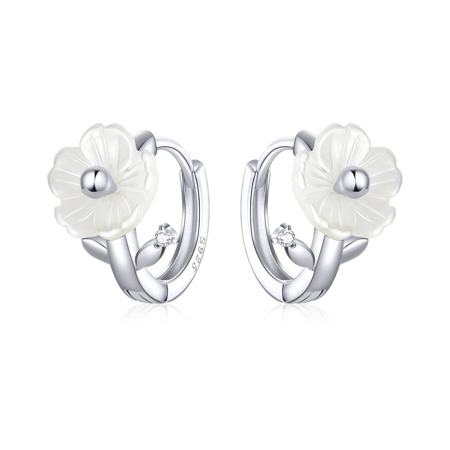 Sterling Silver Sakura Pink Shell Stud Earrings
