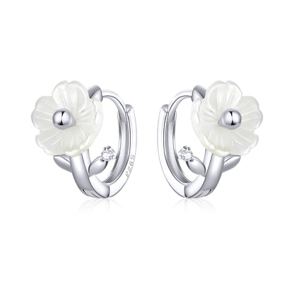 Sterling Silver Sakura Pink Shell Stud Earrings