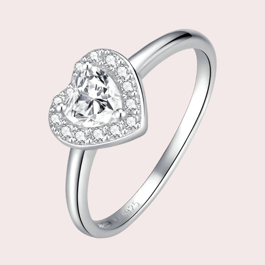 925 Sterling Silver Bright Love Ring Dazzling Shiny Heart Shape Crystal Finger Ring Wedding Engagement Jewelry SCR725 Mirror Quenn