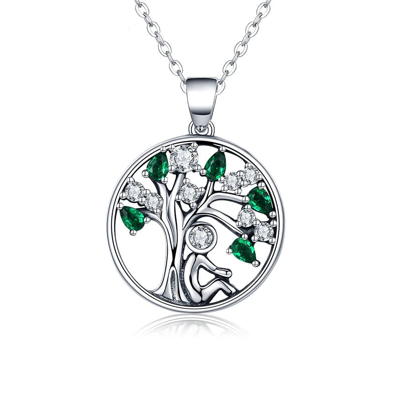 BAMOER 925 Sterling Silver Tree of Life Necklace for Women, 14K Gold Plated Lucky Tree Pendant Necklaces Jewelry for Girlfriend Mirror Quenn