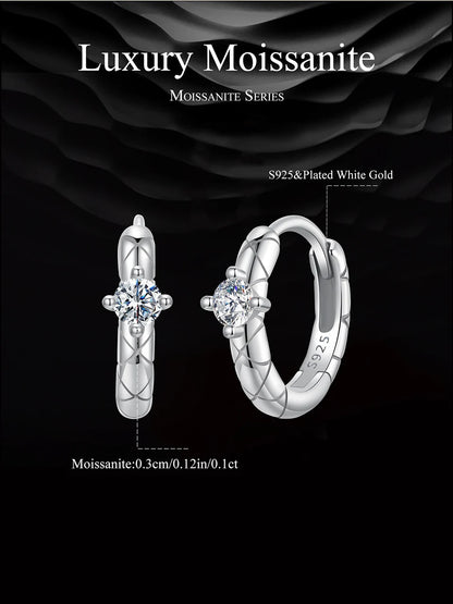 Gold Moissanite Pattern Hoop Earrings Silver