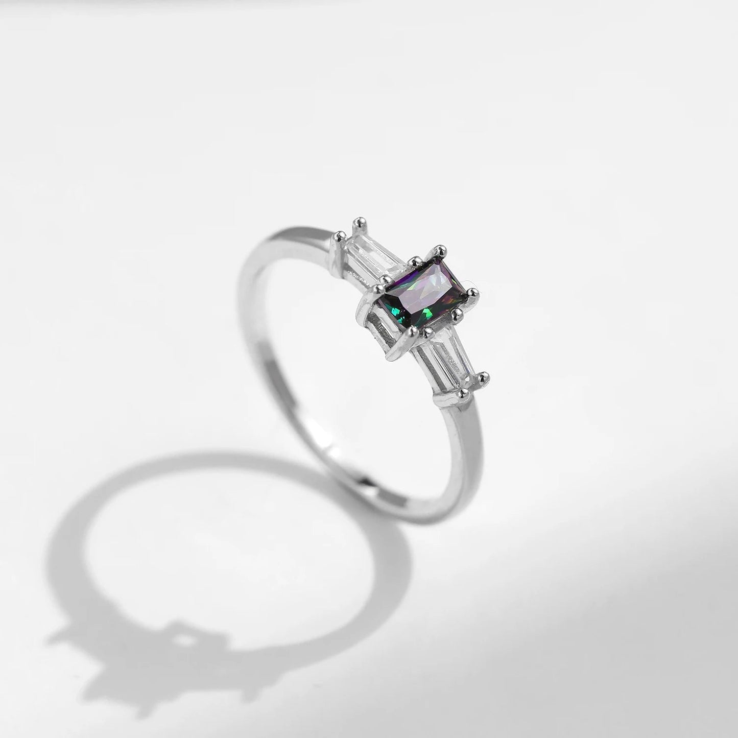 MODIAN 925 Sterling Silver Colorful Rectangle Zircon Classic Wedding Ring For Women Engagement Fine Jewelry Mirror Quenn