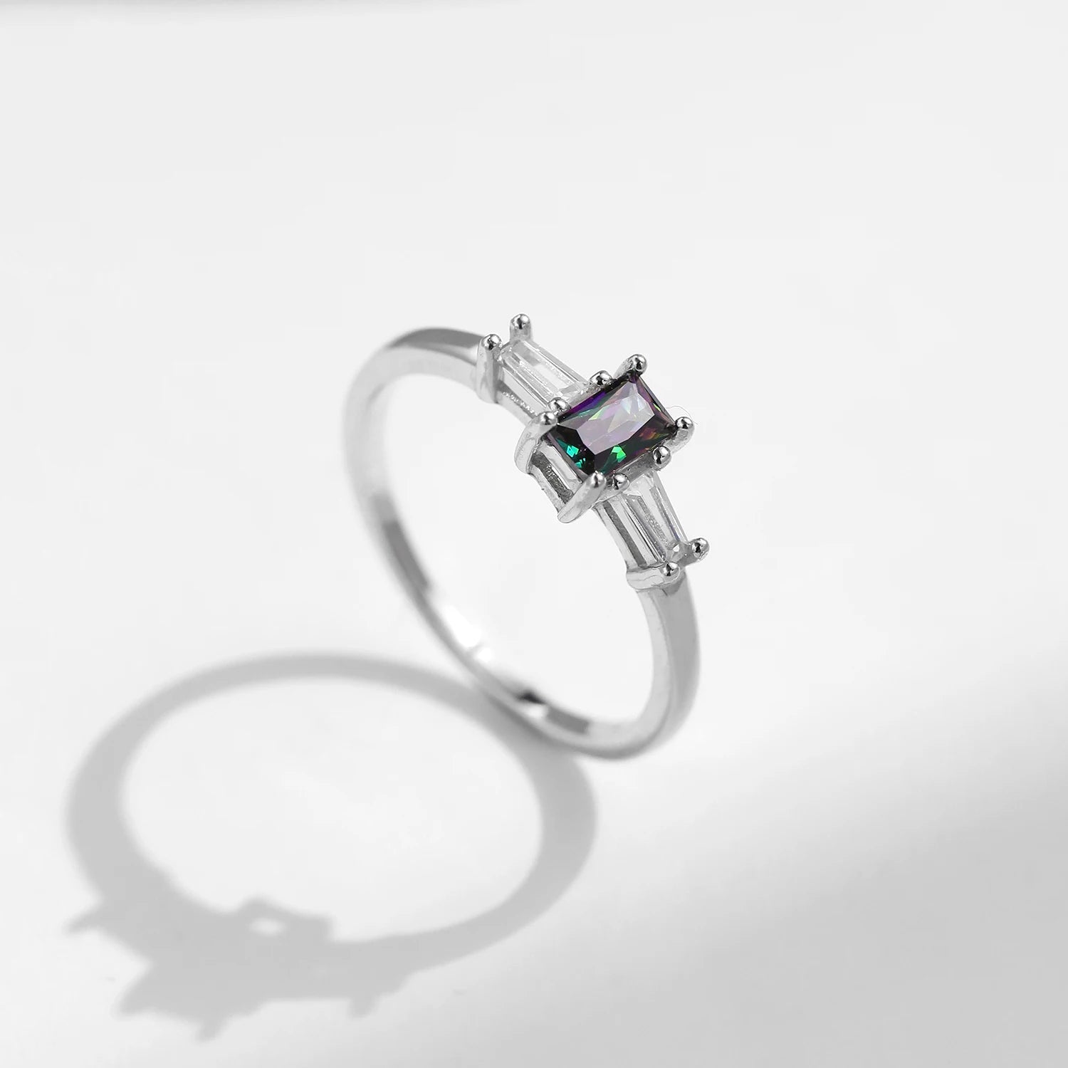 MODIAN 925 Sterling Silver Colorful Rectangle Zircon Classic Wedding Ring For Women Engagement Fine Jewelry Mirror Quenn