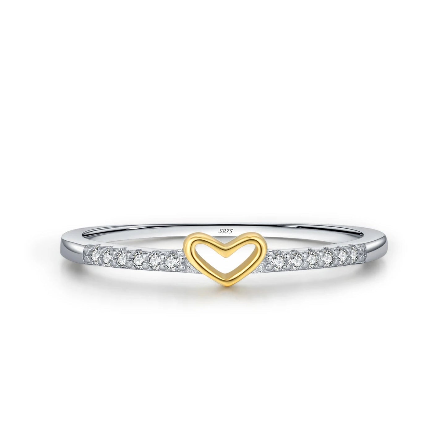 MODIAN 925 Sterling Silver Simple Romantic Heart Finger Ring Trendy Metallic Contrast Design Rings For Women Fine Jewelry Mirror Quenn