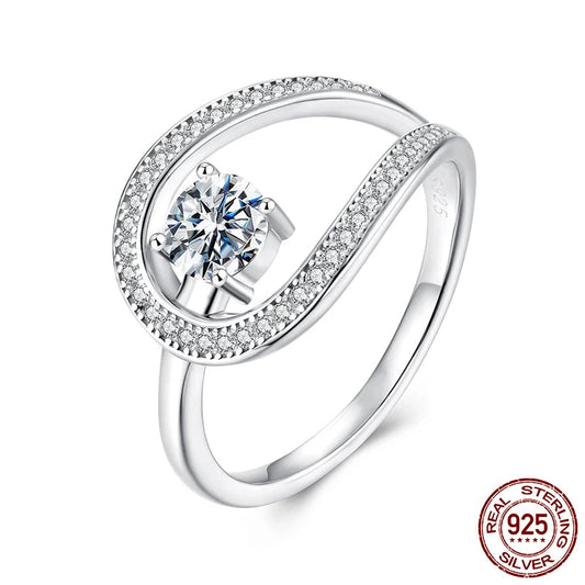 Moissanite Swirl Ring 925 Sterling Silver Lab Diamond Gift