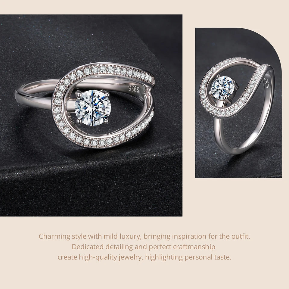 Moissanite Swirl Ring 925 Sterling Silver Lab Diamond Gift