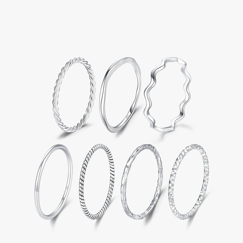 MODIAN 925 Sterling Silver Simple Fashion Stackable Ring Classic Wave Geometric Exquisite Finger Rings For Women Party Jewelry Mirror Quenn