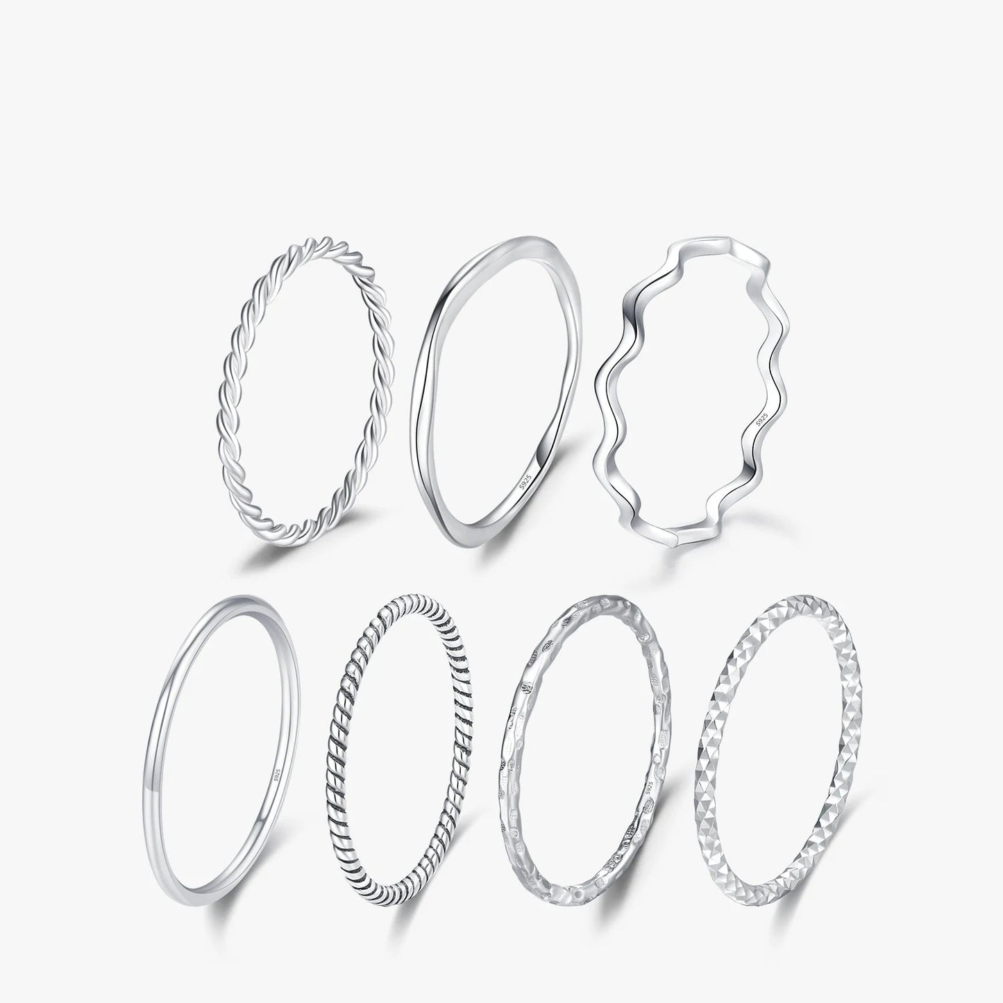 MODIAN 925 Sterling Silver Simple Fashion Stackable Ring Classic Wave Geometric Exquisite Finger Rings For Women Party Jewelry Mirror Quenn
