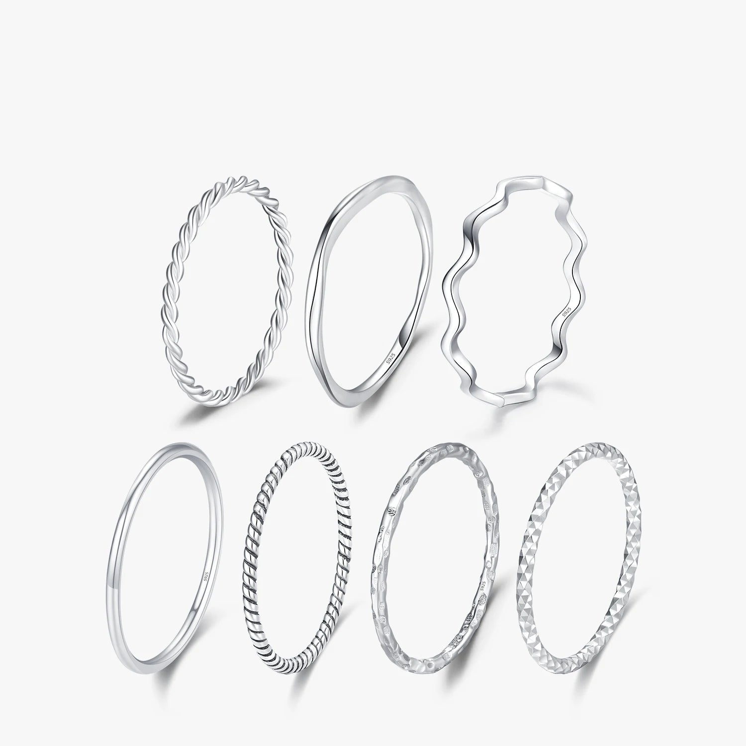 MODIAN 925 Sterling Silver Simple Fashion Stackable Ring Classic Wave Geometric Exquisite Finger Rings For Women Party Jewelry Mirror Quenn