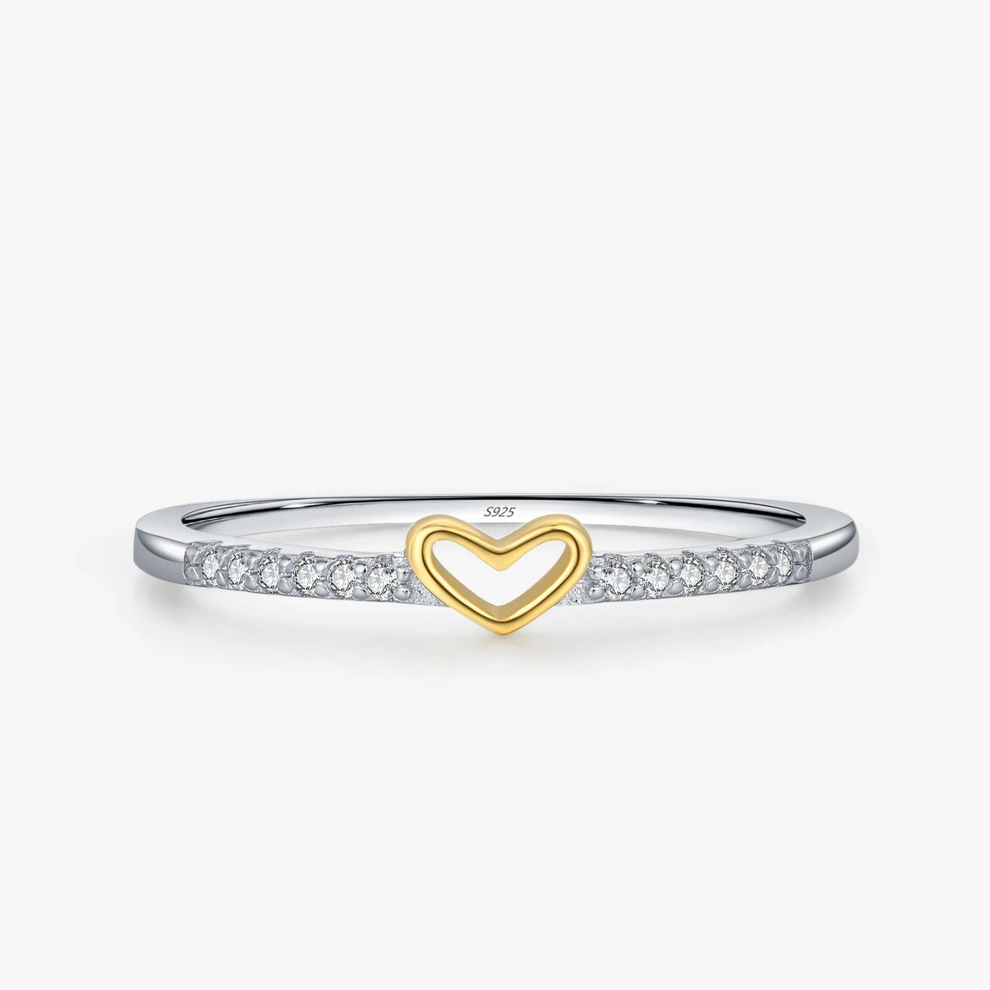 MODIAN 925 Sterling Silver Simple Romantic Heart Finger Ring Trendy Metallic Contrast Design Rings For Women Fine Jewelry Mirror Quenn