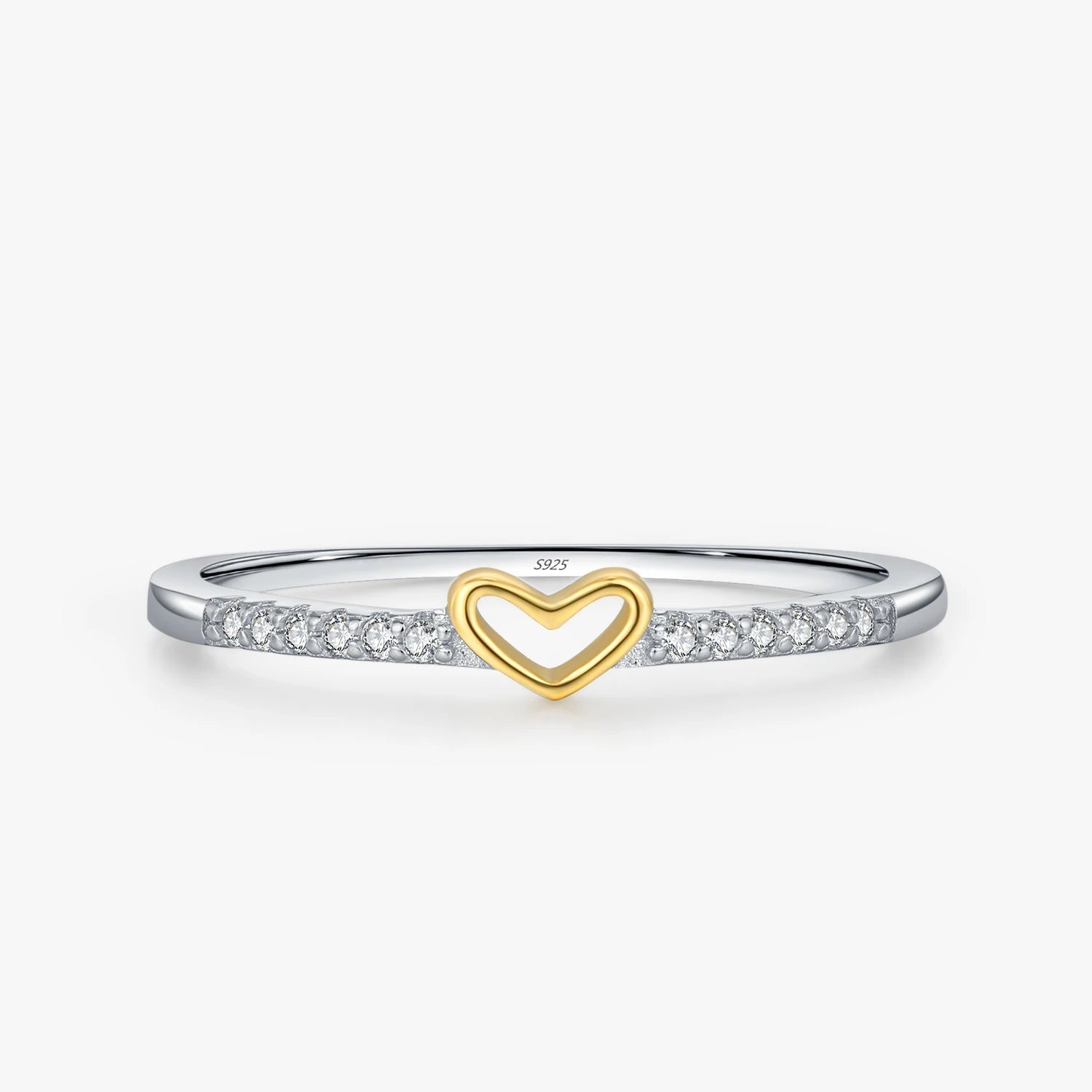 MODIAN 925 Sterling Silver Simple Romantic Heart Finger Ring Trendy Metallic Contrast Design Rings For Women Fine Jewelry Mirror Quenn