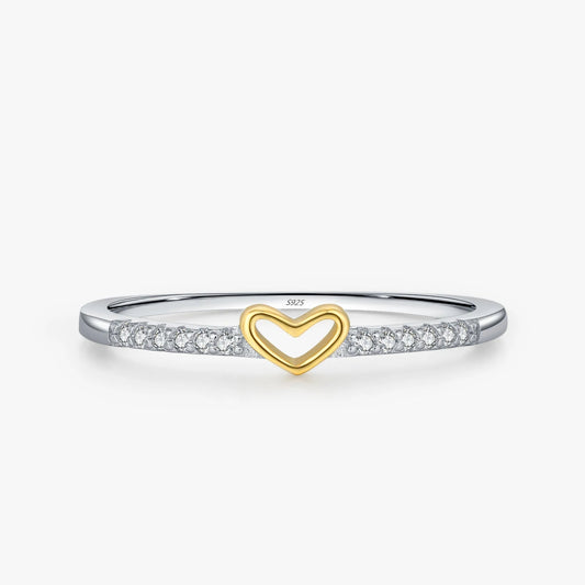 MODIAN 925 Sterling Silver Simple Romantic Heart Finger Ring Trendy Metallic Contrast Design Rings For Women Fine Jewelry Mirror Quenn