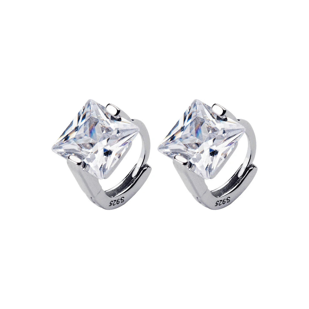 Modian Tiny Square CZ Gold Color Hoop Earrings for Women 925 Sterling Silver Small Ear Hoops Female Fashion Jewelry Bijoux Mirror Quenn