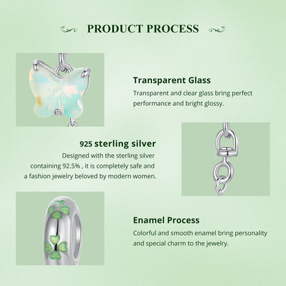 Sterling Silver Green Butterfly Charm Bracelet Bead DIY