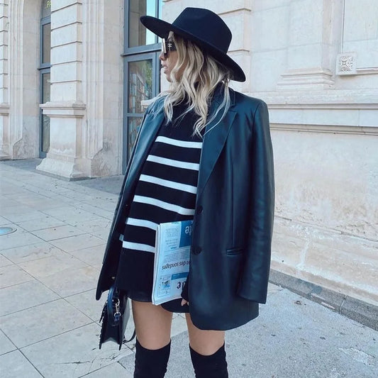 Striped Turtleneck Knit