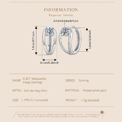 0.3CT Moissanite Hoop Earrings Silver Gold