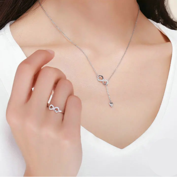 100% 925 Sterling Silver Infinity Love Pendant Necklaces Forever Love Neck Chain for Women Gift Fine Jewelry SCN223 Mirror Quenn