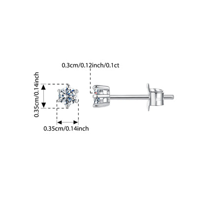Moissanite Stud Earrings 925 Sterling Silver Lab Diamond