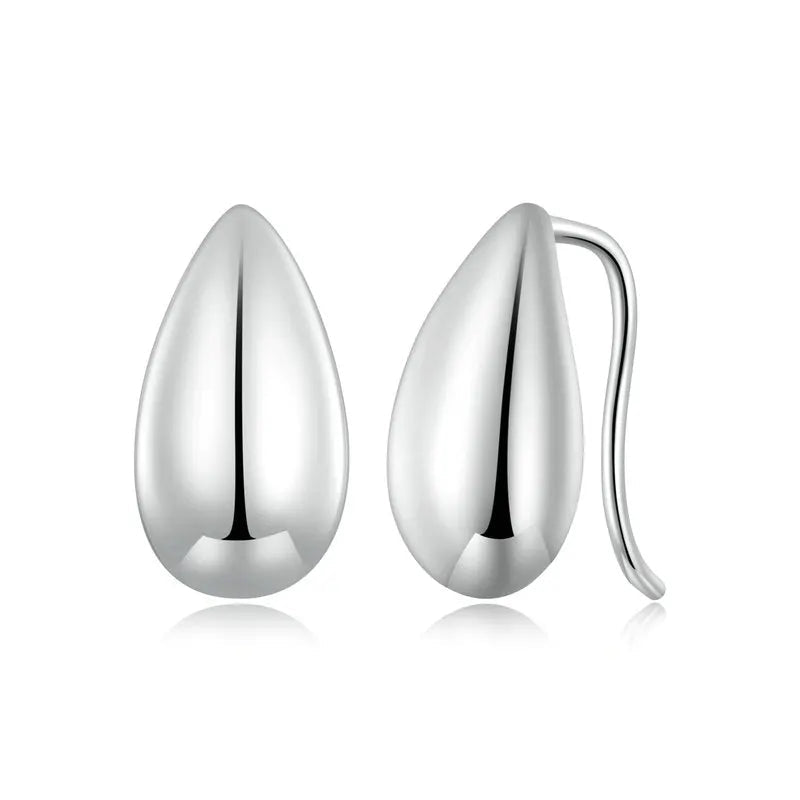 BAMOER Authentic 925 Sterling Silver Glossy Waterdrop Earrings Teardrop Hook Earrings for Women Minimalist Fine Jewelry Gift Mirror Quenn