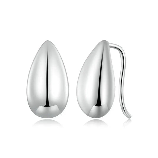 BAMOER Authentic 925 Sterling Silver Glossy Waterdrop Earrings Teardrop Hook Earrings for Women Minimalist Fine Jewelry Gift Mirror Quenn