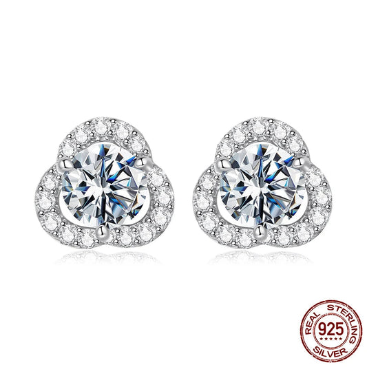 0.5CT Moissanite Clover Earrings 925 Sterling Silver Lab Diamond