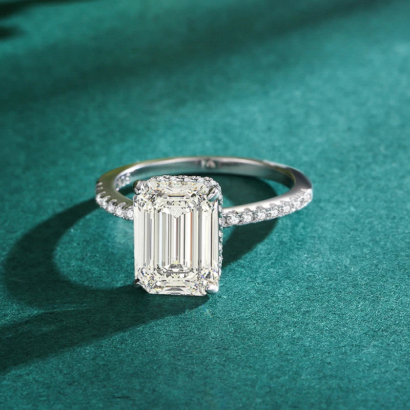 Emerald Cut Zircon Sterling Silver Ring