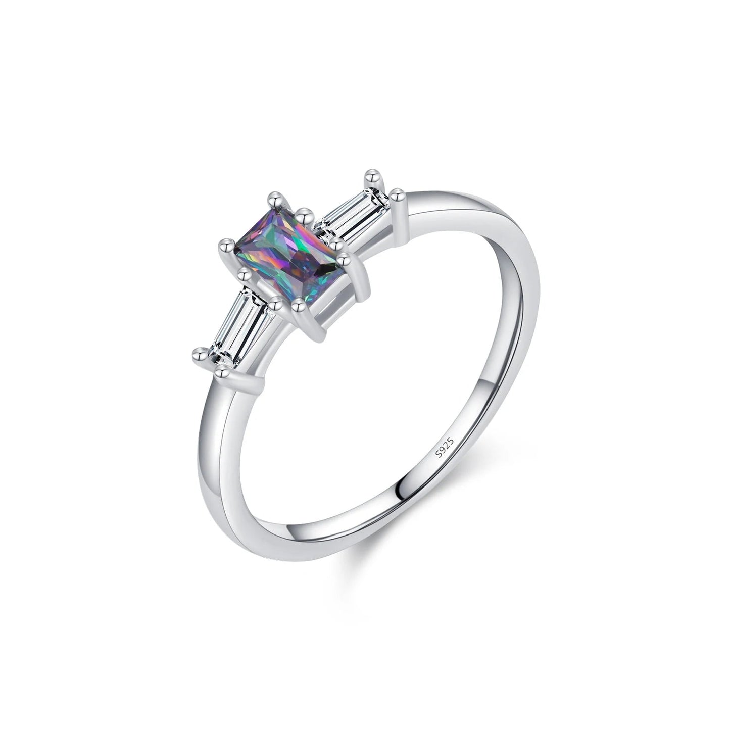 MODIAN 925 Sterling Silver Colorful Rectangle Zircon Classic Wedding Ring For Women Engagement Fine Jewelry Mirror Quenn
