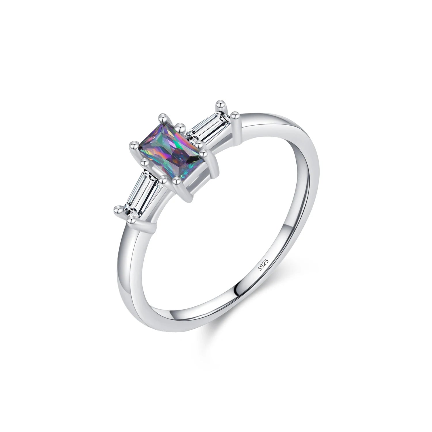 MODIAN 925 Sterling Silver Colorful Rectangle Zircon Classic Wedding Ring For Women Engagement Fine Jewelry Mirror Quenn