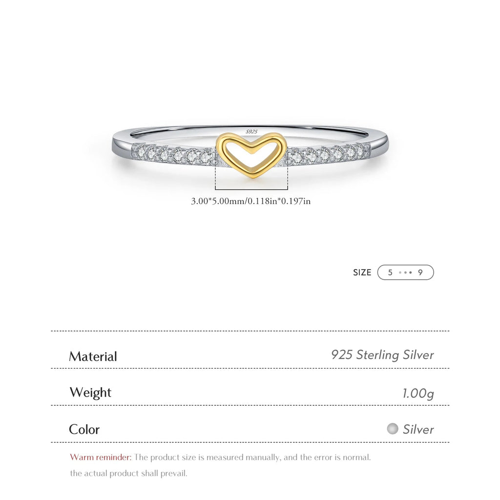 MODIAN 925 Sterling Silver Simple Romantic Heart Finger Ring Trendy Metallic Contrast Design Rings For Women Fine Jewelry Mirror Quenn