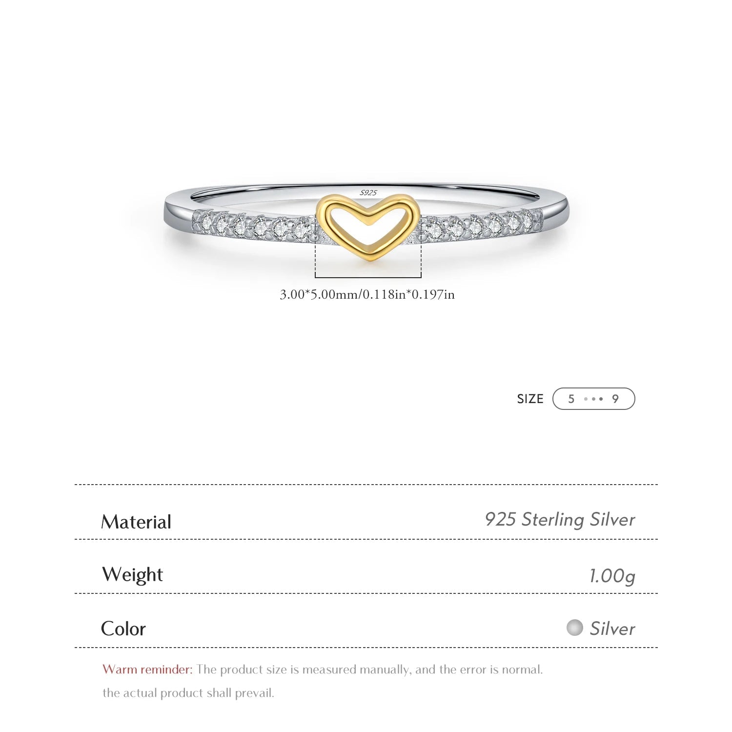 MODIAN 925 Sterling Silver Simple Romantic Heart Finger Ring Trendy Metallic Contrast Design Rings For Women Fine Jewelry Mirror Quenn