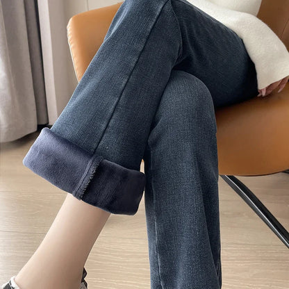 Warm Plush Flared Jeans