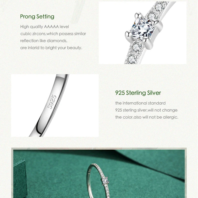 Modian 2021 Real 925 Sterling Silver Simple Square Clear CZ Charm Gold Color Finger Rings For Women Wedding Engagement Jewelry Mirror Quenn