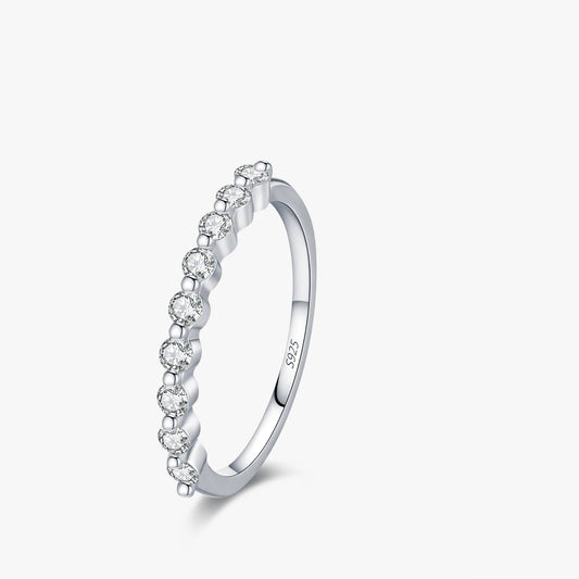 MODIAN D Color Moissanite Round Ring 925 Sterling Silver Sparkling Stacking Slim Band Rings For Women Wedding Fine Jewelry Gifts Mirror Quenn