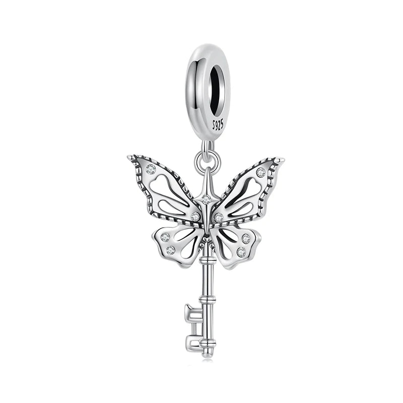 Sterling Silver Green Butterfly Charm Bracelet Bead DIY