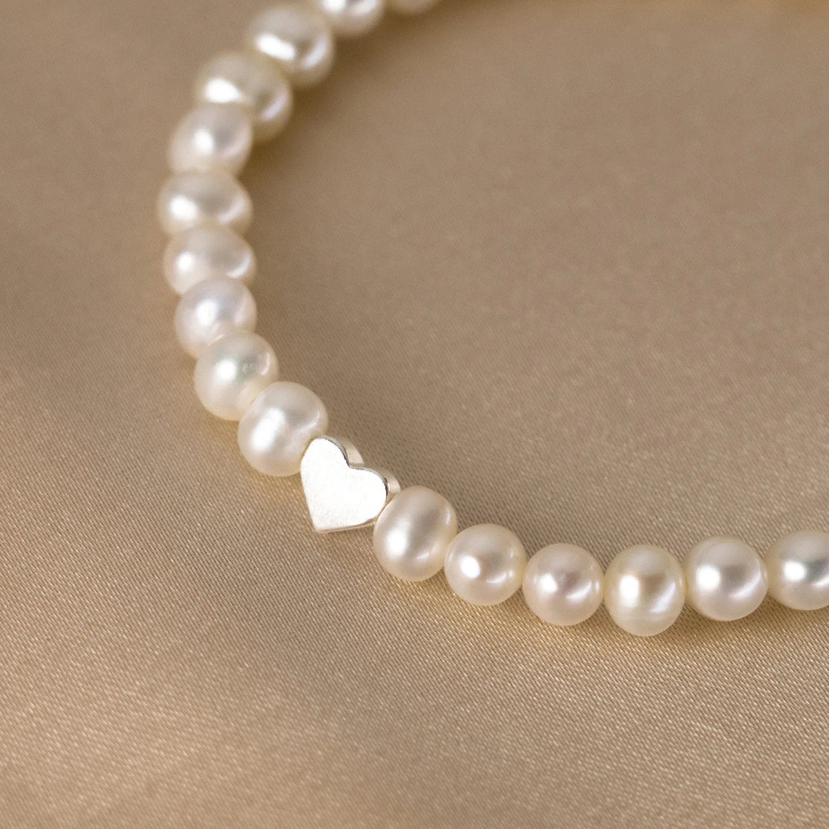 Baroque Pearl Heart Sterling Silver Bracelet