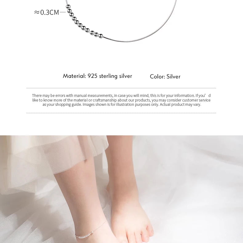 Modian Real 925 Sterling Silver Simple Little Balls Bracelet For Women Fashion Link Chain Bracelet Anklet Fine Jewelry Bijoux Mirror Quenn