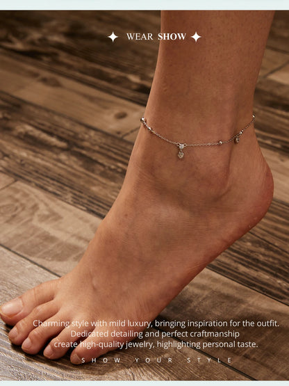 925 Sterling Silver Snake Chain Anklet Adjustable Turtle