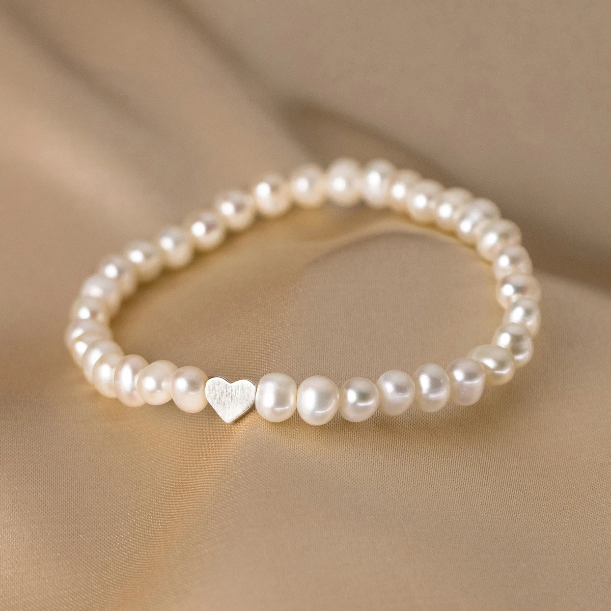 Baroque Pearl Heart Sterling Silver Bracelet