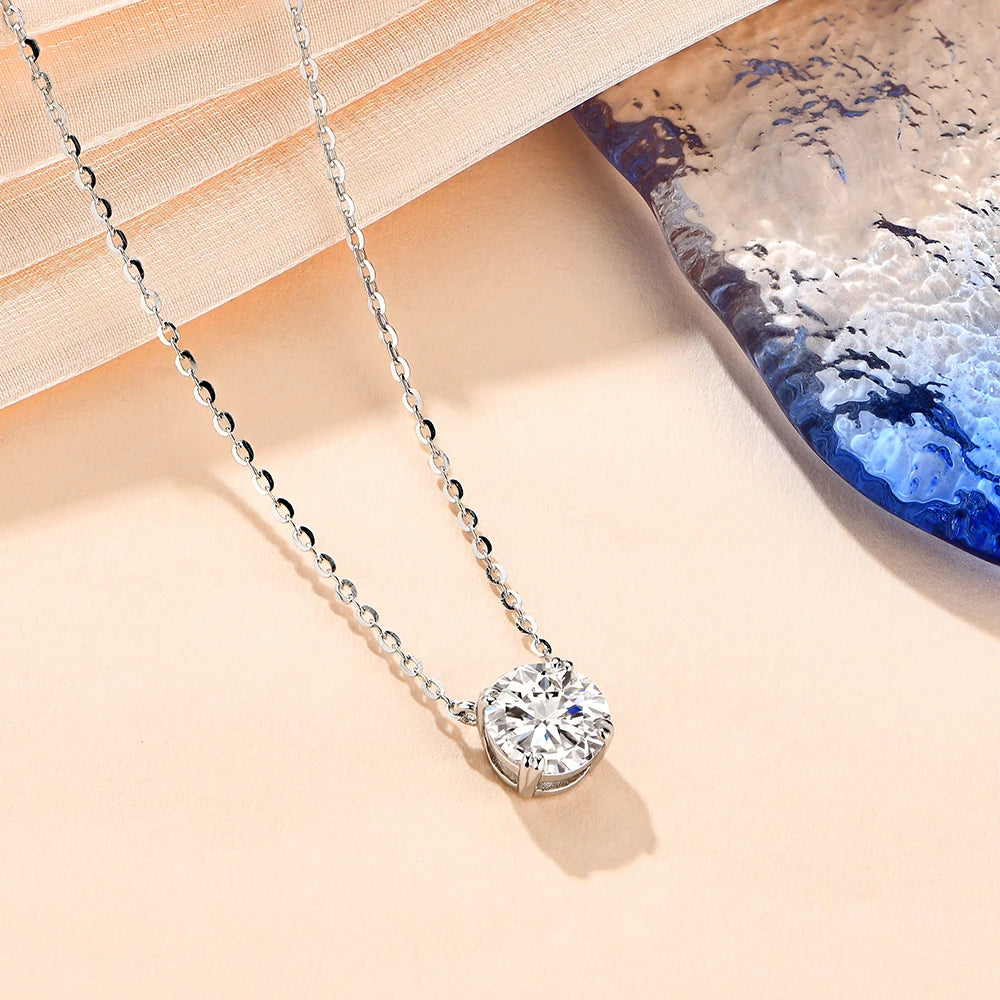 1CT Moissanite Diamond Pendant Necklace in 925 Silver